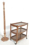 VINTAGE LATE 20TH CENTURY TEAK STANDARD LAMP AND TROLLEY