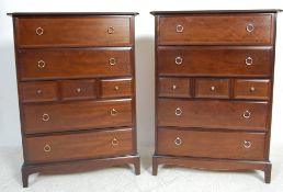 TWO LARGE 20TH CENTURY MAHOGANY COLOUR STAG MINSTREL CHEST OF DRAWERS