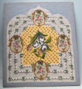 EARLY 19TH CENTURY BERLIN BEAD WORK TAPESTRY SAMPLER.