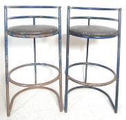 TWO VINTAGE RETRO 20TH CENTURY METAL FACTORU LABORATORY INDUSTRIAL STOOLS