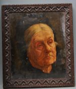 19TH CENTURY OIL ON BOARD PORTRAIT STUDY OF AN ELDERLY LADY
