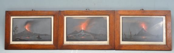 THREE 19TH CENTURY ITALIAN VOLCANO PAINTINGS