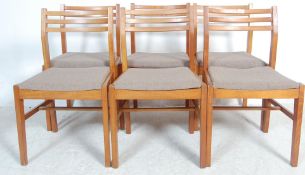SIX VINTAGE RETRO 20TH CENTURY TEAK WOOD FRAME DINING CHAIRS