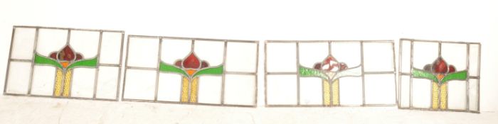 FOUR 20TH CENTURY ART DECO STYLE STAIN GLASS WINDOWS