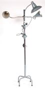 UNUSUAL RETRO VINTAGE INDUSTRIAL FLOOR STANDING TRIPLE LIGHT