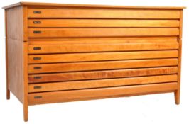 A large vintage retro mid 20th century circa 1950’s artists / architects wooden plan chest having