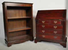 20TH CENTURY MAHOGANY BUREAU AND BOOKCASE