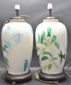 PAIR OF DESIGNER BLOWN GLASS TABLE LAMPS AND SHADES