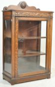 1920'S OAK PEDESTAL DISPLAY CABINET VITRINE