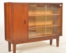 1970’S DANISH INSPIRED TEAK WOOD GLAZED BOOKCASE