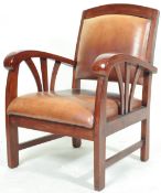 ART DECO STYLE FIRESIDE CLUB LEATHER ARMCHAIR