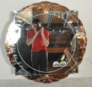 VINTAGE 1950S MID 20TH CENTURY ART DECO STYLE PEACH GLASS MIRROR