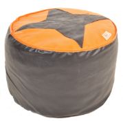 MID CENTURY LEATHER UPHOLSTERED FOOTSTOOL POUFFE