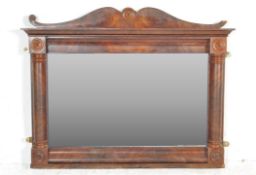 19TH CENTURY GEORGE III MAHOGANY MIRROR WITH TURNED COLUMNS
