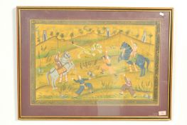 INDIAN TIGER HUNT GOUACHE PAINTING