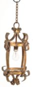 LATE 19TH CENTURY VICTORIAN HANGING GILT CEILING LIGHT CHANDELIER