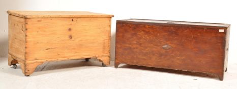 PINE RECTANGULAR BLANKED BOX AND OAK VENEER BLANKET BOX