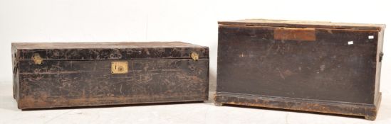 A 19TH CENTURY VICTORIAN CHESTS / TRUNKS TOGETHER WITH ANOTHER