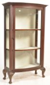 EDWARDIAN BOW FRONT MAHOGANY PEDESTAL DISPLAY CABINET VITRINE