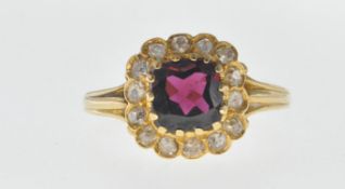 ANTIQUE GOLD GARNET AND DIAMOND RING