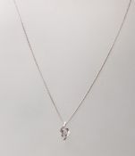 9CT WHITE GOLD AND DIAMOND CROSSOVER PENDANT