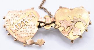 VICTORIAN 9CT GOLD MIZPAH BROOCH