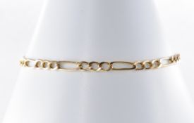 9CT GOLD FIGARO LINK BRACELET CHAIN
