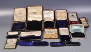 GROUP OF VINTAGE TOOLED LEATHER JEWELLERY BOXES