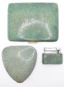 VINTAGE SHAGREEN COMPACT CIGARETTE CASE & LIGHTER