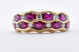 18CT GOLD AND RUBY & DIAMOND BAND RING