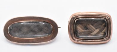 TWO 19TH CENTURY HAIR WORK MOURNING BROOCHES