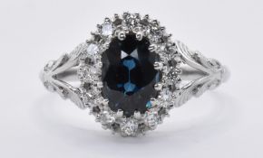 18CT WHITE GOLD SAPPHIRE & DIAMOND RING