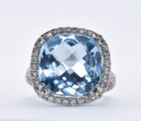 18CT WHITE GOLD TOPAZ & DIAMOND COCKTAIL RING