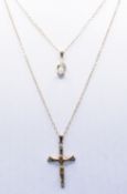 TWO 9CT GOLD STONE SET PENDANT NECKLACES