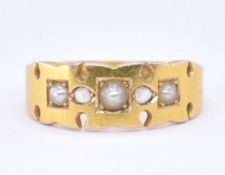 VICTORIAN 15CT GOLD PEARL & DIAMOND RING