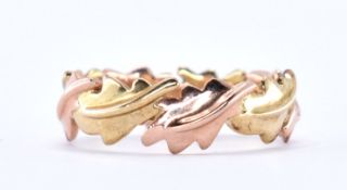 9CT GOLD CLOGAU TWO TONE OAK LEAF BAND RING