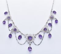 LIBERTY & CO WHITE GOLD AND AMETHYST NECKLACE