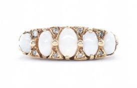 9CT GOLD OPAL AND CABOCHON RING