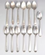 HARLEQUIN SET OF THIRTEEN GEORGE III SILVER SPOONS
