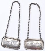 PAIR OF TIFFANY & CO SILVER DECANTER LABELS