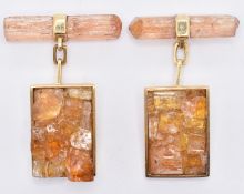 1960'S T & CO 18CT GOLD AND TOPAZ CUFFLINKS