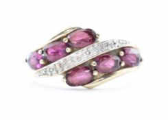 9CT GOLD AND DIAMOND CROSSOVER RING