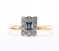18CT SAPPHIRE AND DIAMOND RING