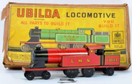 ORIGINAL VINTAGE CHAD VALLEY TIN PLATE CLOCK WORK LOCOMOTIVE
