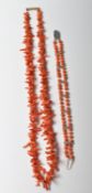 VINTAGE BRANCH CORAL NECKLACE AND CORAL BRACELET