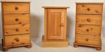 A COUNTRY PINE VICTORIAN STYLE BEDSIDE CHEST AND CUPBOARD