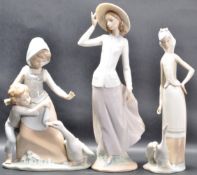 GROUP OF THREE SPANISH LLADRO CERAMIC PORCELAIN FIGURINES