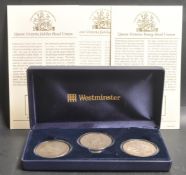 TWO UK SILVER CROWNS AND A SILVER BRITANNIA