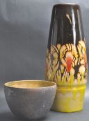 TWO VINTAGE POOLE POTTERY VASES & A CHRIS MOES BOWL