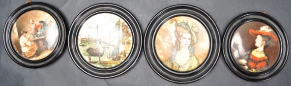GROUP OF FOUR 20TH CENTURY VICTORIAN PRATTWARE STYLE POT LIDS